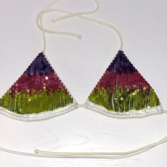 Victoria's Secret Sequins Bikini Top Size Large - Picture 5 of 9